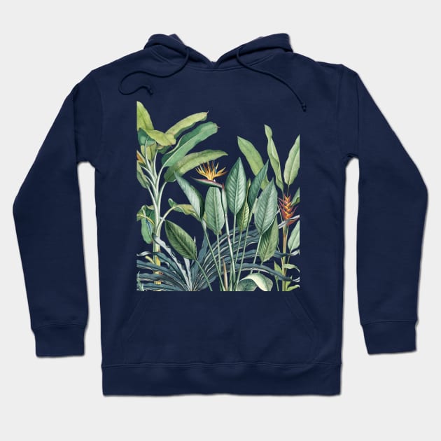 Green Tropical Jungle Banana Tree Strelitzia Hoodie by CatyArte